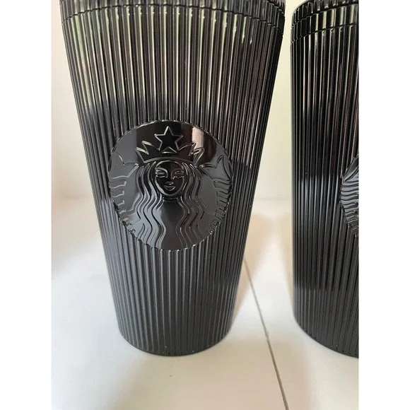 4 pc Starbucks New 2024 Black Pleated Metallic Plastic Cold Cup Grande, 16  fl oz - www.rajagirimanappuram.com